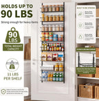 ElegantArray 8-Tier Pantry Door Organizer, Hanging Storage Basket, Black