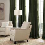 RYB HOME Olive Green Velvet Curtains 90 inches Long - Image 7