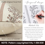 Vintage Throw Pillow Covers 18x18 Set of 2, Striped Floral Pillow Cover Botanical Patterned Decorative Cushion Covers Modern Farmhouse Home Decor for Sofa Couch Bed Living Room, Almond