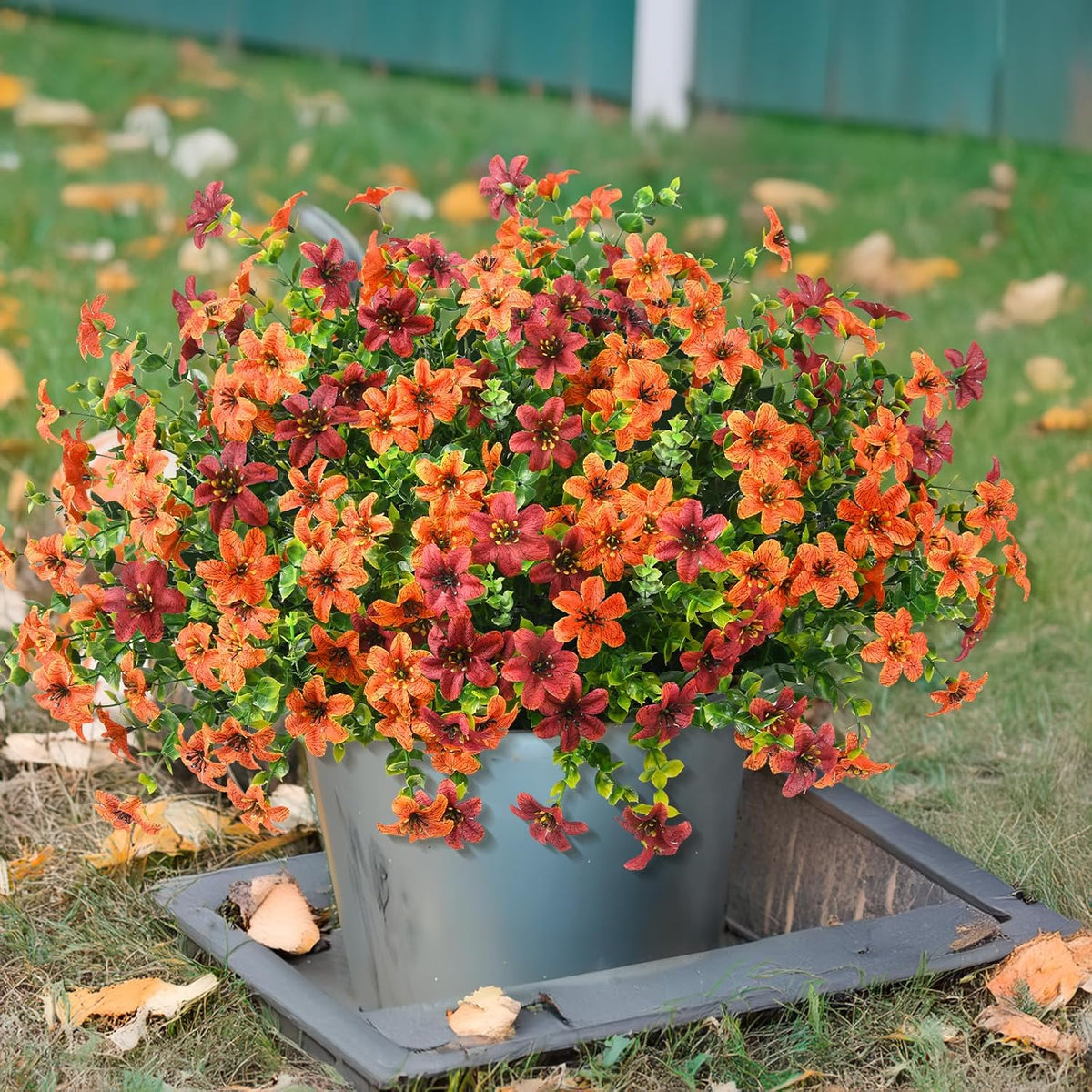 Homsunny Artificial Fall Flowers for Outdoor Planters Fake Mums Home Decor