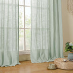LAMIT Short Linen Window Curtains 30 Inches Long 2 Panels, Light Sage Semi - Image 9