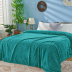 inhand Teal Fleece Twin Blanket, Super Soft Flannel Cozy Blankets - Image 6