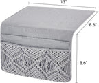 Mkono Macrame Bedside Caddy, Boho Bed Storage Organizer, 4 Pockets Grey