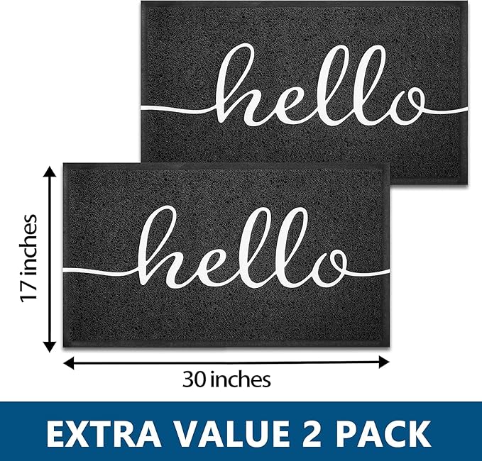 EARTHALL Door Mat 2-Pack Outside Inside Hello Doormat 30"x17.5" Durable Floor - Image 2