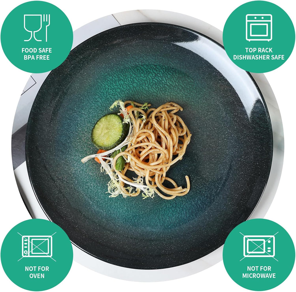 12pcs Plates and Bowls Set, Green Dinner Dishes Set