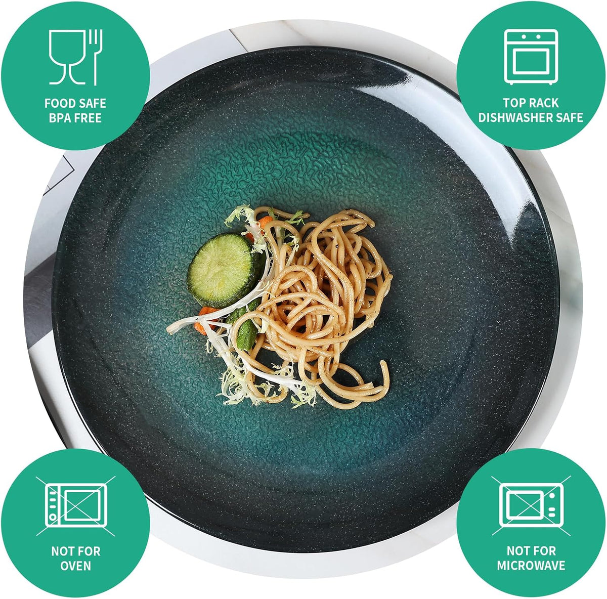 12pcs Plates and Bowls Set, Green Dinner Dishes Set