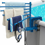 Aquajoyer Poolside Pool Towel Rack Outdoor for Above Ground Round Pools, Stainless Steel Swivel Pool Towel Holder 6 Bars Towel Dying Rack Towel Stand for Above Ground Pool Accessories [Patent Pending]