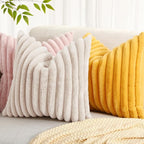 decorUhome Summer Cozy Faux Fur Throw Pillow Covers 16x16 Set of 2 Decorative - Image 6