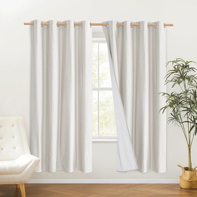 NICETOWN 100% Absolutely Blackout Linen Curtains - Image 2