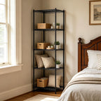 Wire Storage Standing Shelf Rack Tower, Corner Metal Shelving Unit with Adjustable Shelves, Space-Saving Organizer for Garage, Kitchen, Bathroom, 18 * 18 Inch