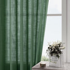 Green Semi Sheer Curtains 120 Inches Long 2 Panels Set Back Tab Loop Pocket - Image 2