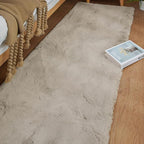 ORINOVA Beige Plush Faux Rabbit Shaggy Fur Rug - Image 2