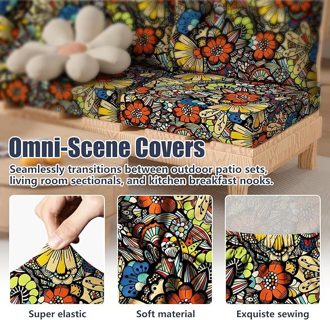 8Pcs Stretch Patio Cushion Covers, Outdoor Couch & Sofa Replacement Slipcovers - Image 4