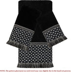 Loom and Mill Geometric Cotton Jacquard Bath Towel Set 3 Piece, Gray&Black