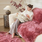 Ashler Faux Fur Rug: Ultra Soft, Fluffy Shaggy 2 x 3 Feet Rectangle, Blush Pink - Image 4