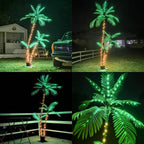 6 Feet Artificial Palm Tree, Light Up 220LED Christmas Tree Decorations, 8 Modes Fake Room Decor Palm Trees for Outside Patio, Home Indoor, Tiki Bar, Outdoor Pool Tropical Party