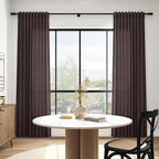 Nanspring Cocoa Coffee Linen Blend Light Filtering Back Tab Curtains 108 Inches - Image 6