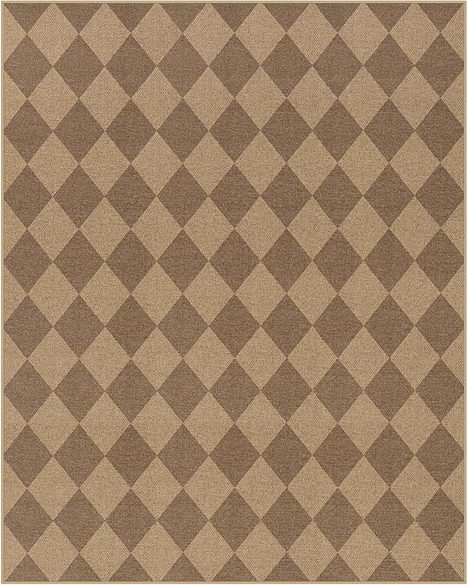 Lahome Colette Checkered Easy Jute Rug 8x10, Washable Rugs - Image 8