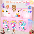 Extra
Large
Toy
Box
with
Lids,
Collapsible
Storage
Chest,
40"x16"x16"
Pink