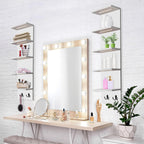 Sorbus LED Light Display Shelf - Vertical 5 Tier Wall Shelf Unit with 2 Hooks, Column Utility Shelving for Home Decor, Wall-Mounted Floating Shelves for Bathroom, Bedroom, Vanity, Figurine Display
