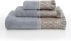 Loom and Mill Luxury Cotton Decorative Bath Towel Set 3 Piece, Grey