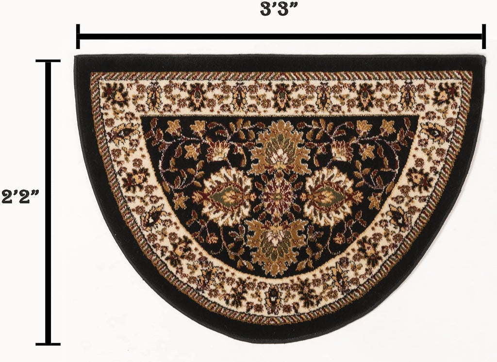 GAD Hearth Slice Fireplace Rug, Classic, Traditional, Log Cabin Decor, Accent Rug, Fire Resistant Mat, Stain Resistant, Area Rug for Bedroom, Living Room, Entryway, 2'2"x3'3" (Black/Cream)