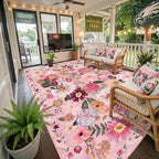 Pink Area Rugs 10x14 Living Room, Non Slip Machine Washable Floral Rugs - Image 2