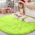 OLANLY Lime Green Round Rugs for Bedroom by OLANLY