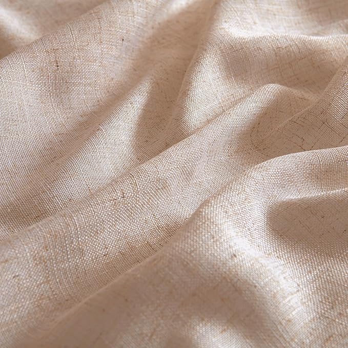 MIULEE Natural Beige Linen Curtains 108 Inches Long 2 Panels - Image 4