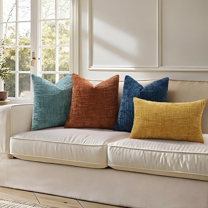 decorUhome Summer Teal Chenille Euro Sham Throw Pillow Covers 24x24 Set of 2 - Image 7