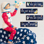Yookeer 4 Pcs Space Room Decor for Kids Boys Outer Space Wall Art Decor
