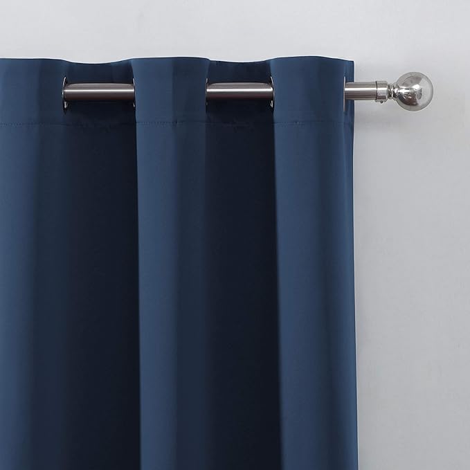 LEMOMO Navy Blue Thermal Blackout Curtains/52 x 95 Inch/Set of 2 Panels Room - Image 6
