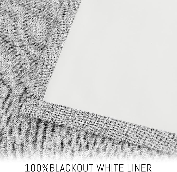 Yakamok Dove Grey Linen Curtains 100% Blackout 63 Inches Long, Room Darkening - Image 3