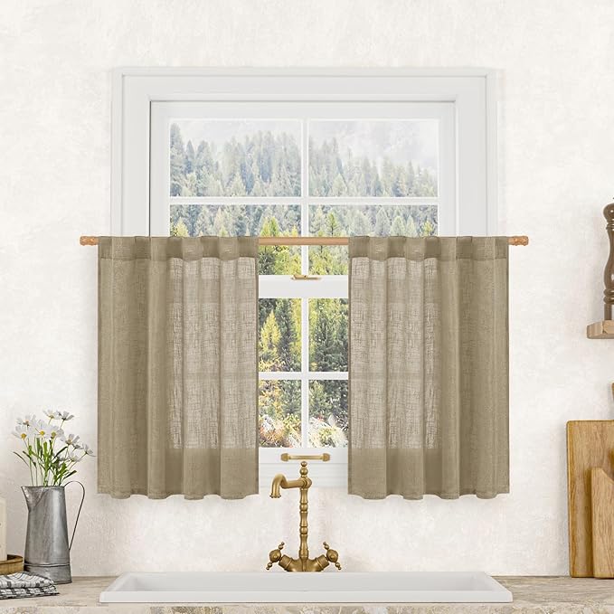 LAMIT Short Linen Curtains 30 Inch Length by LAMIT
