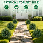 Grooy 2 Pack Artificial 26.5 Inches Cedar Topiary Trees with Ground Spikes