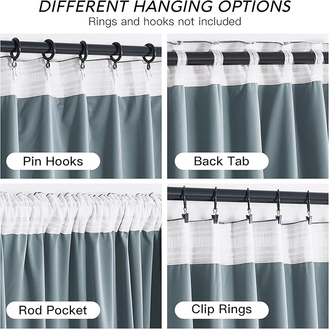RYB HOME Stone Blue Velvet Curtains 102 inches - Image 4