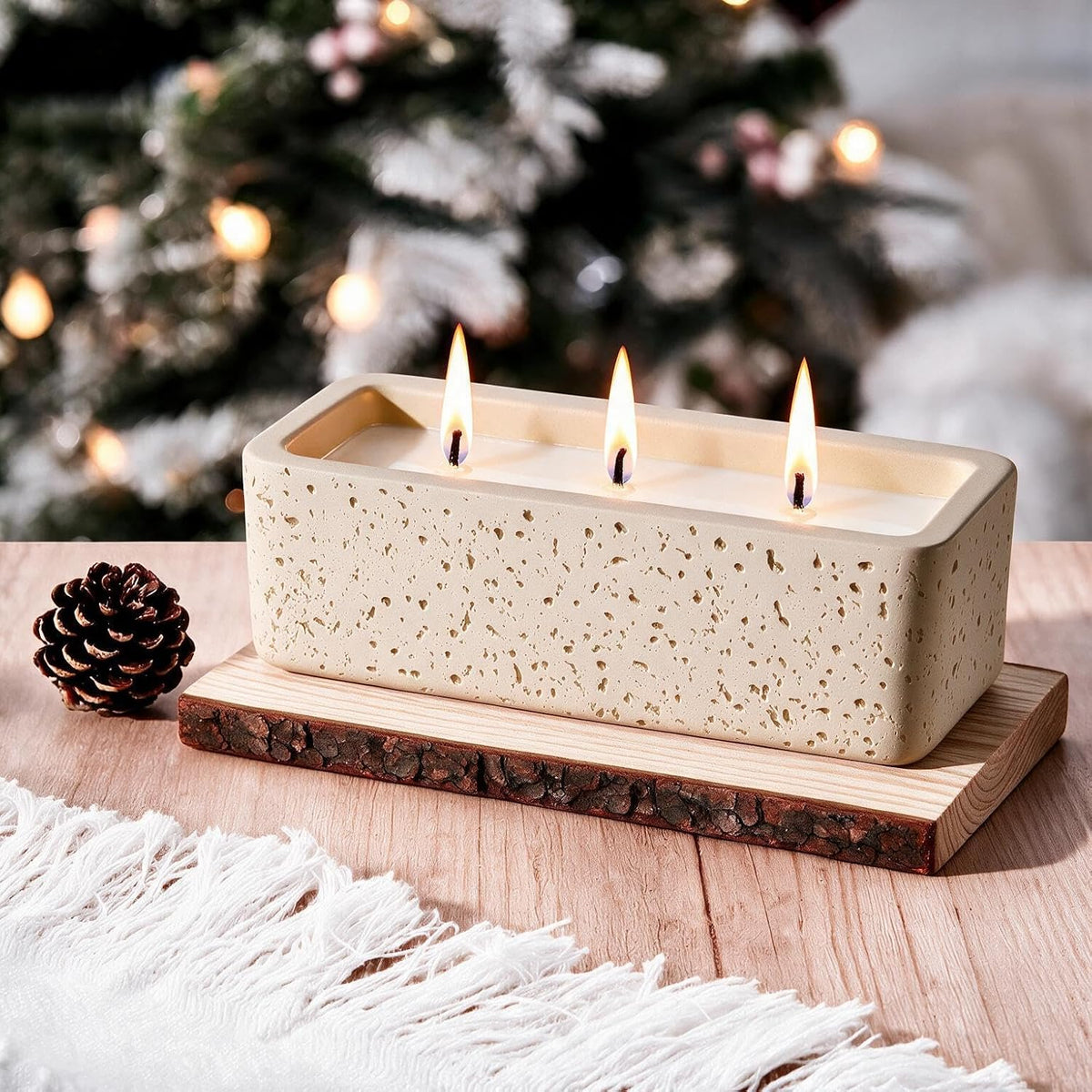 Viyffo 15oz Large Scented Candle - Vanilla Dreamscape, 3 Wick Non Toxic Soy Candles for Women, Matte Ivory White Ceramic Jar Perfect for Luxury Home Fragrance, Elegant Room Decor & Premium Gift