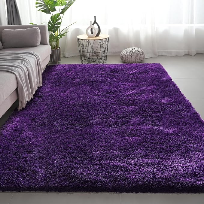 Shag Area Rugs for Bedroom Living Room, 5X8 Ultra Soft Purple Fluffy Area Rugs - Image 8