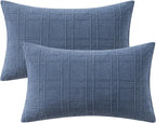 MIULEE Linen Plaid Pillow Covers Coastal Decorative Lumbar 12x20 Blue