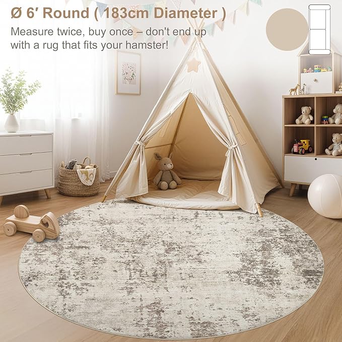 UERMEI 6ft Round Area Rug Living Room Rugs - Image 3