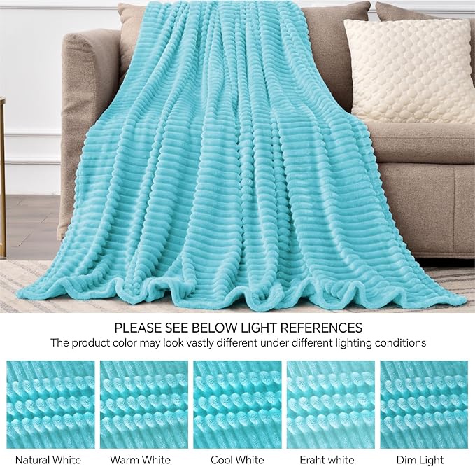 BEDELITE Fleece Throw Blanket for Couch – 3D Ribbed Jacquard Soft and Warm - Image 5