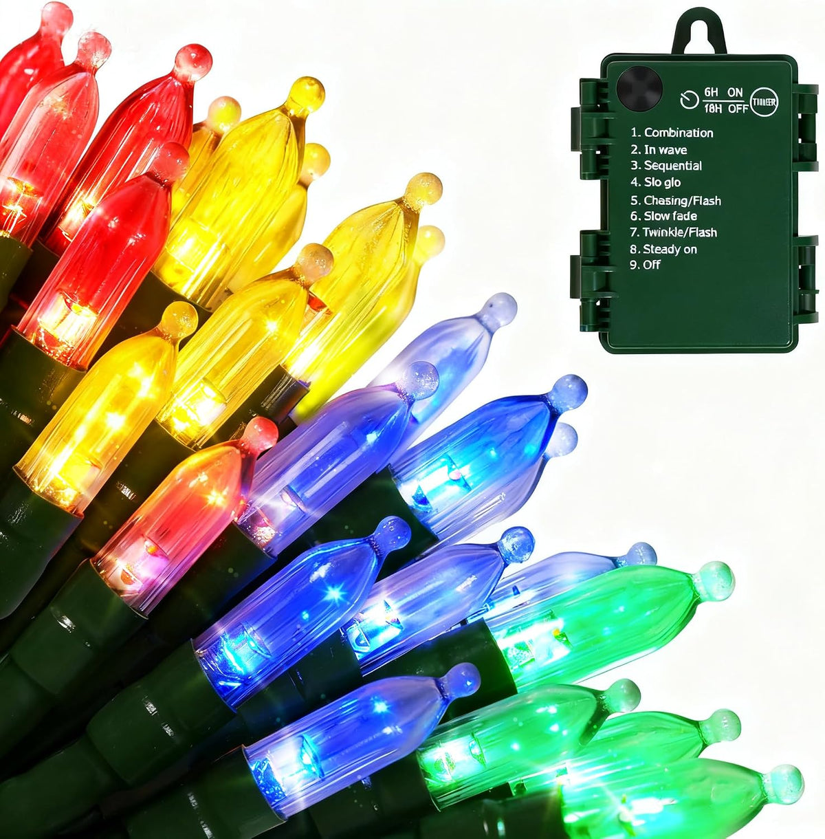 Battery Operated Christmas Lights, 4 Pack 18 FT 50 LED Each Clear Mini String Lights, 8 Modes with Timer Waterproof Tree Lights for Xmas Indoor Outdoor Holiday Home Decor, Multicolor