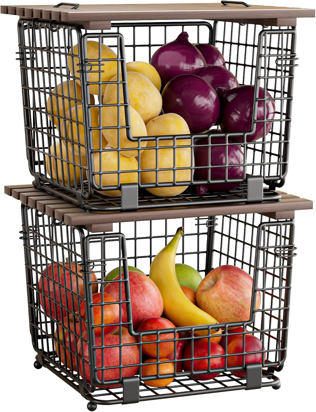 2 Pack Stackable Potato Onion Bins, Pantry Organizers and Storage