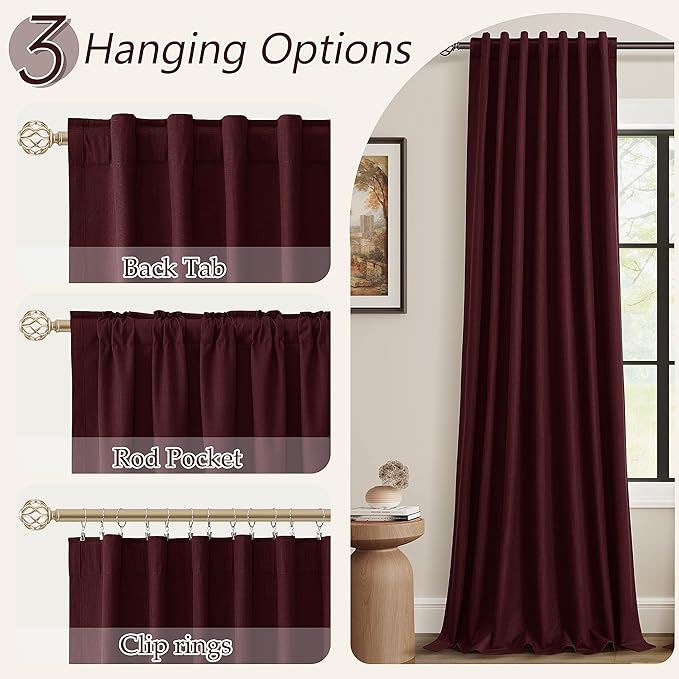 Guken 100% Blackout Curtains 63 Inch Length 2 Panels Set - Image 6