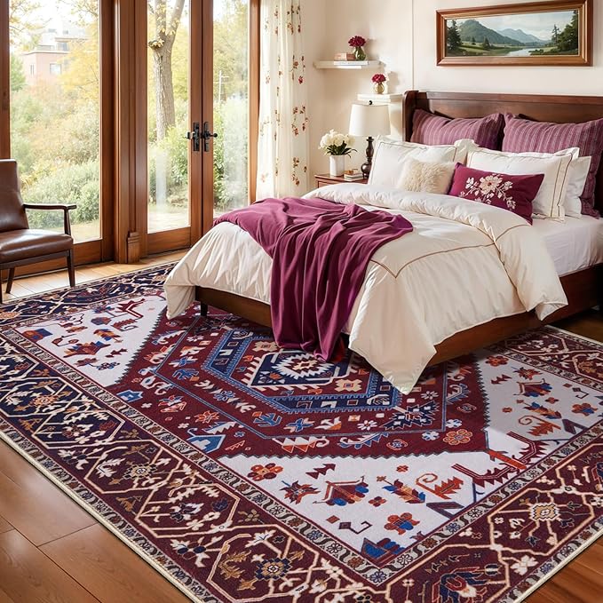 SERISSA 5x7 Boho Area Rug, Washable Non-Slip Rugs - Image 3