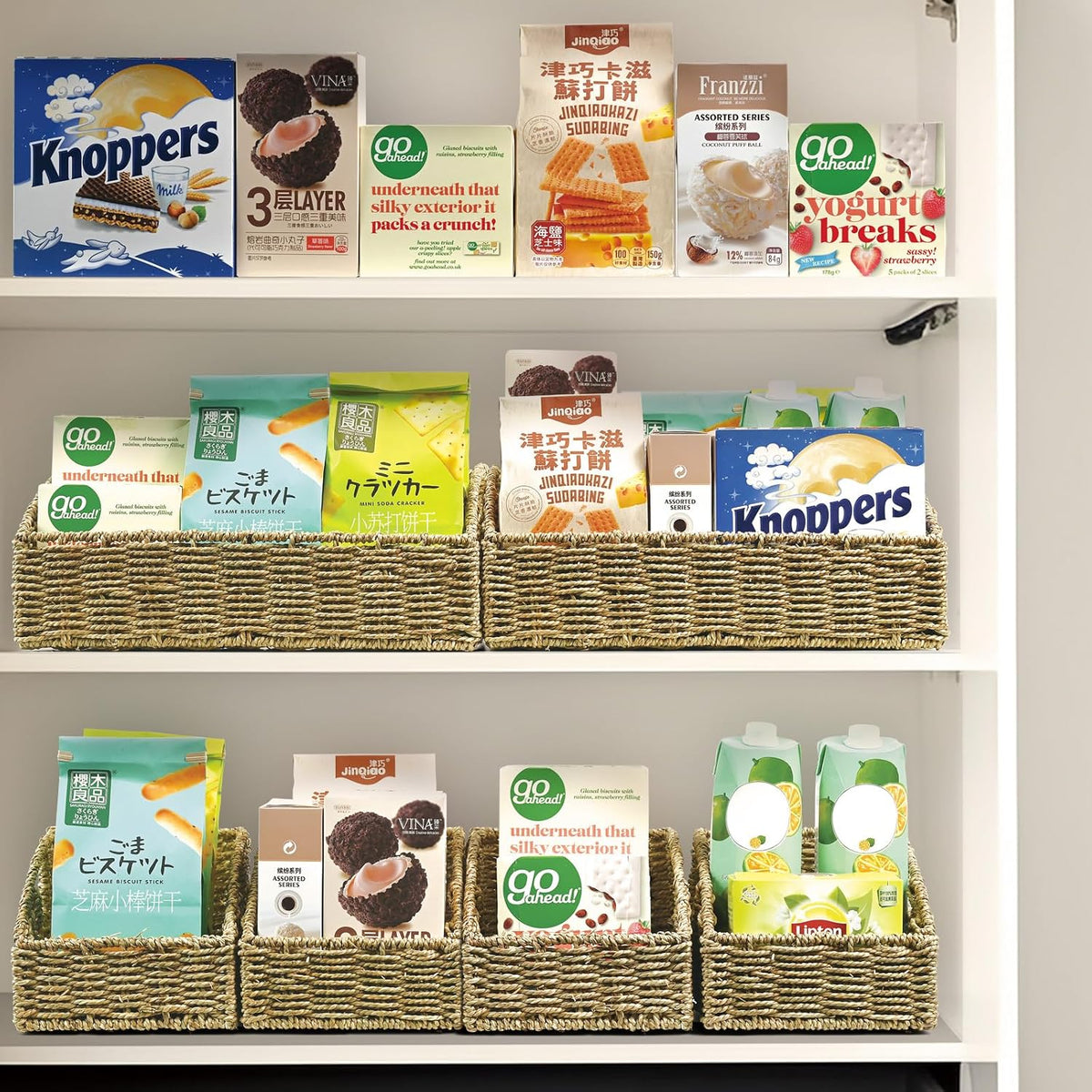Pantry Baskets Organization, Wicker Storage Basket Green
