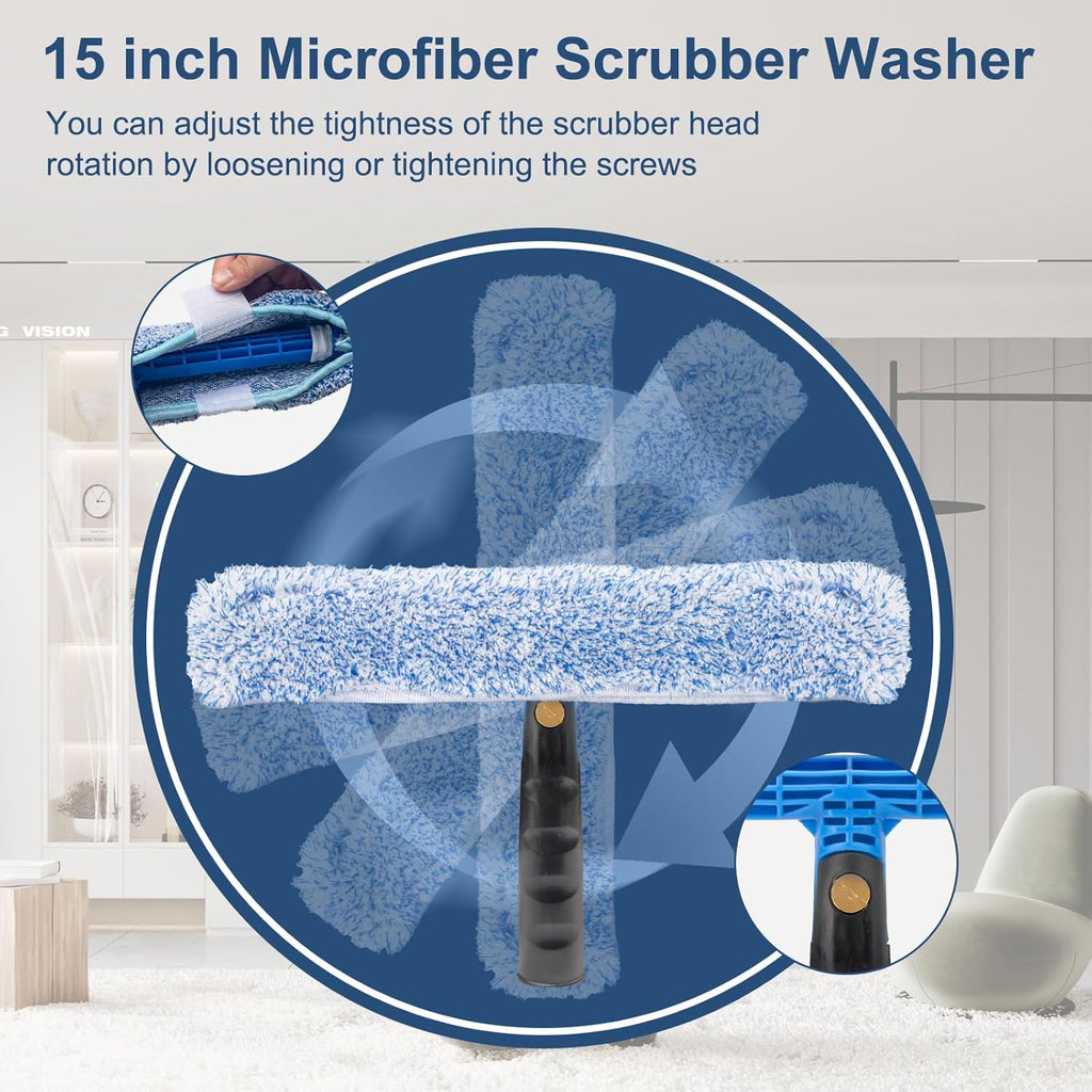 Professional Window Cleaning Kit with 6ft Long Handle, 3 Gallon Bucket
