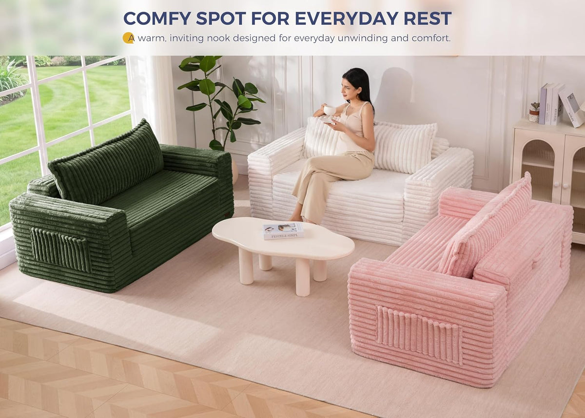 MAXYOYO Convertible Sofa Bed, Pull-Out Loveseat Couch Bed for Small Space