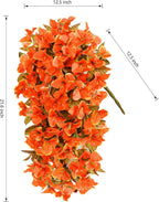 Bougainvillea Artificial Flowers Plants for Outdoors Outside Fall Autumn Decor, 2 pcs Faux Silk Long Trailing Vines UV Resistant Look Real Orange Fake Flowers for Front Door Porch Planter Urn Patio