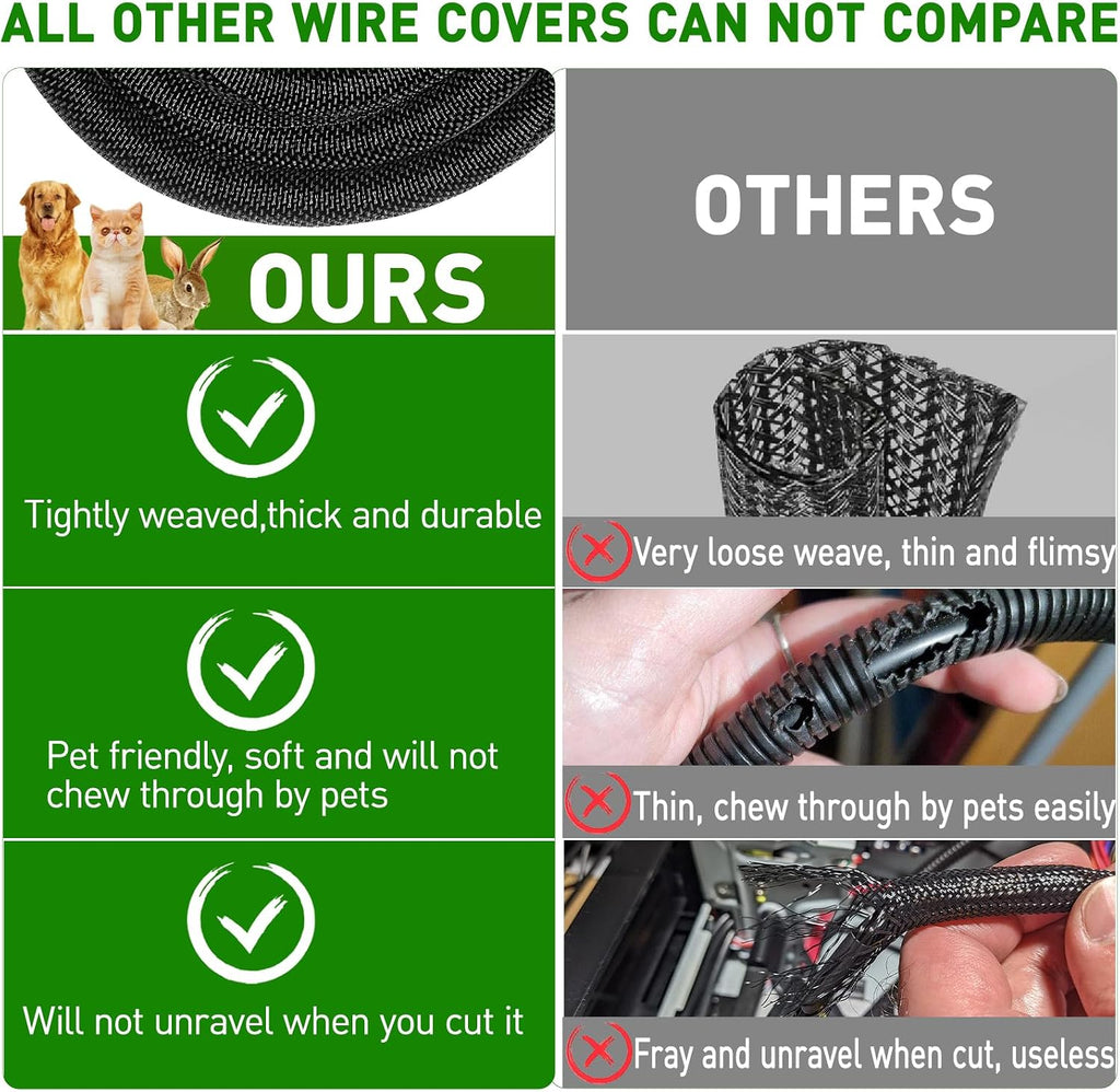 20FT Split Cable Management Sleeve Wire Loom Tubing Cord Protector for High-Temperature Automotive Harness Wires and Home Cable Management,Self-Wrapping Braided Cord Covers (1/2 Inch)
